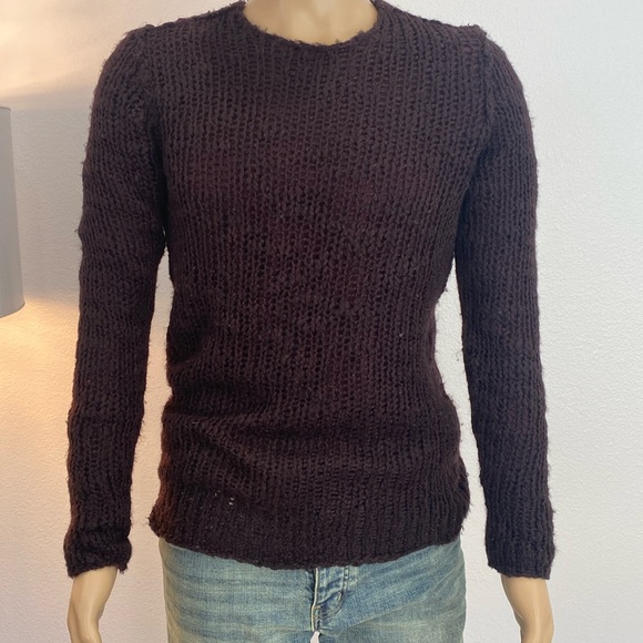 John Varvatos USA Wool knit sweater in Dark Plum